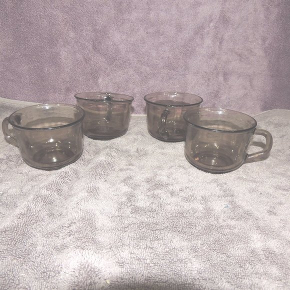 Usa Cheap Online Shopping Set Of 4 Arcoroc Brown Glass Coffee Tea Cups France 17 Spring And Summer New Products Auditivatek Com